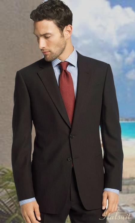 2PC 2 Btn Solid Color Charcoal Classic Relax Fit Pleated Pant 19 Inch Bottom mensusa