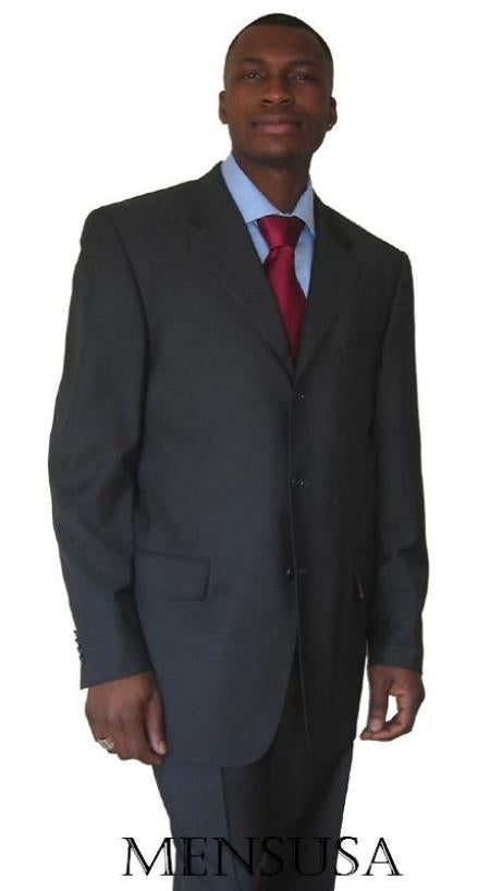 3 Buttons Heather Side Vented CHARCOAL GRAY SUPER 150S ~SUIT - Color: Dark Grey Suit mensusa