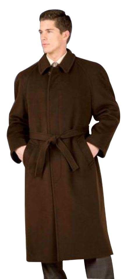 48 inch Men's Dress Coat belted Long Men's Dress Topcoat