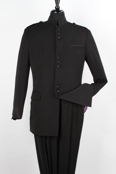 Apollo King Men's 2 Piece Nehru Style Suit Mandarin Collar