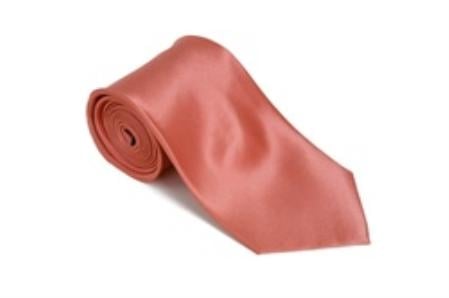 Apricotpink 100% Silk Solid Necktie With Handkerchief Buy 10 of same color Tie For $25 Each-Men's Neck Ties - Mens Dress Tie - Trendy Mens Ties mensusa
