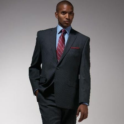 Authentic Mantoni Brand Cotton Summer Light Weight Charcoal Stripe ~ Pinstripe Suit - Color: Dark Grey Suit - High End Suits - High Quality Suits mensusa