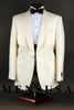 Best Quality Superfine 120's 1-button Shawl , Color: Ivory mensusa