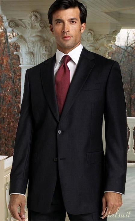Men's  VITALI Classic Fit Two Button Black Suit With Pleated Pants main image 0