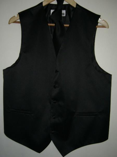 Black Color Fully Lined Waist Length Luxury Vest Waist coat - Men's Neck Ties - Mens Dress Tie - Trendy Mens Ties mensusa