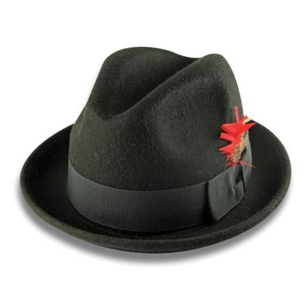 New Men's 100% Wool Fedora Trilby Mobster Mens Dress Hats Black