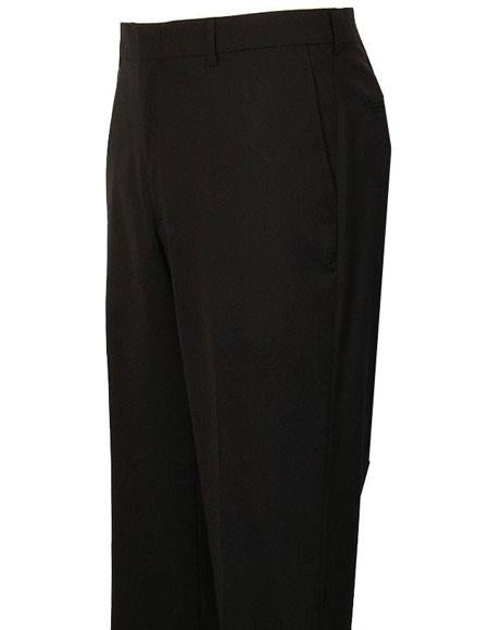 Men's Stylish Pleated Black Atticus Classic Fit Wool Pant unhemmed unfinished bottom main image 0
