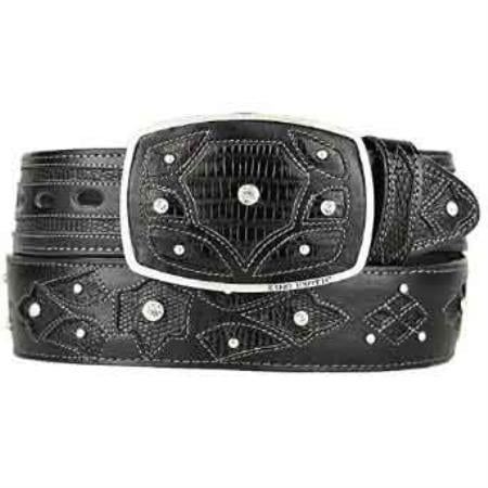 Original Black Lizard Teju Skin Fashion Western Belt