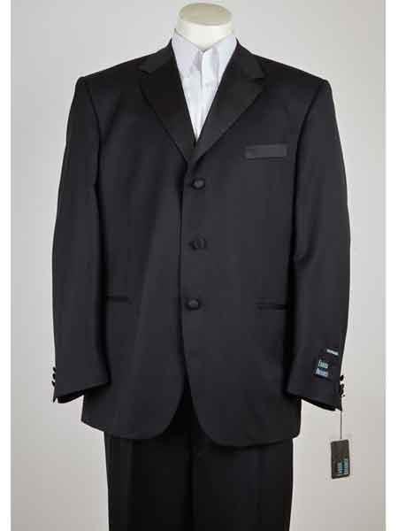 Men's Black Polyester 3 Button Suit