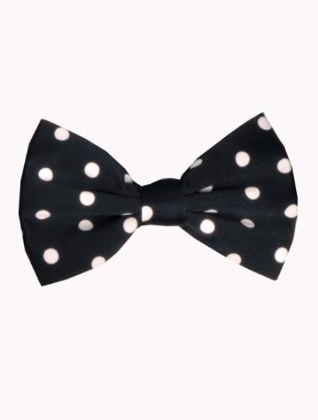 Men's Black and White Polyester Polka Dot Pattern Bowtie-Men's Neck Ties - Mens Dress Tie - Trendy Mens Ties