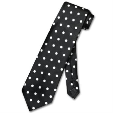 Black w/ White Polka Dots Design Men's Neck Tie - Men's Neck Ties - Mens Dress Tie - Trendy Mens Ties