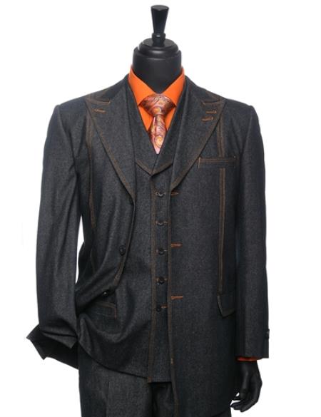 Men's Blue 3 Piece Denim Cotton Fabric Suit main image 1