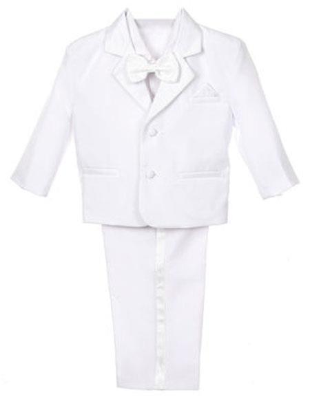Boys White Tuxedo Shirt and Bowtie Set main image 1