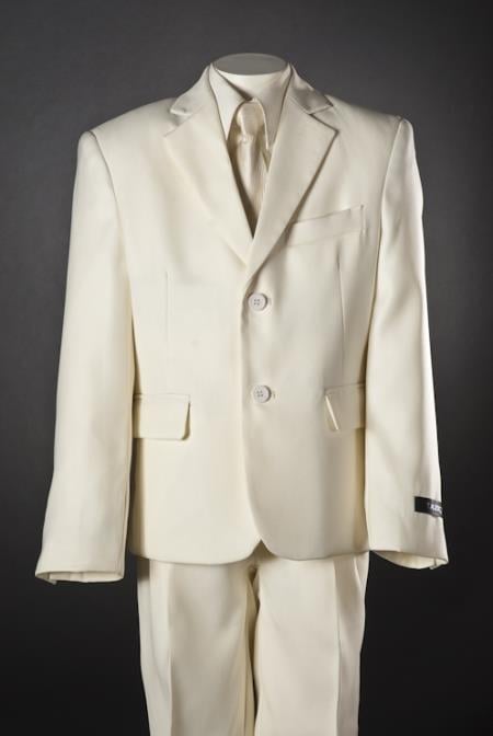 Boy's 5 Piece 2 Button Ivory Suit