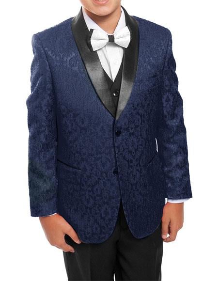 Kids ~ Children ~ Boys ~ Toddler Suit Kids Sizes Tuxedo Vested Suit Perfect for toddler Suit wedding attire outfits Dark Navy/Black