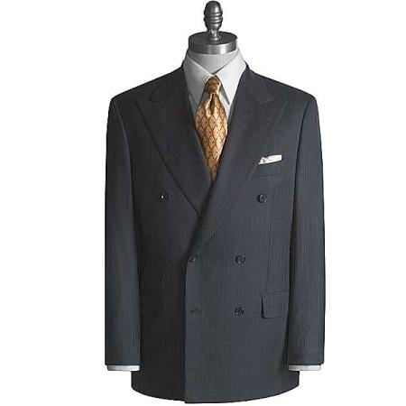 Brand New Charcoal Super PolyRayon Double Breasted Suit - Color: Dark Grey Suit - mensusa