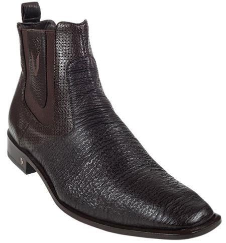 Men's Short Boots Men's Brown Genuine Shark Dressy Boot Ankle Dress Style For Man