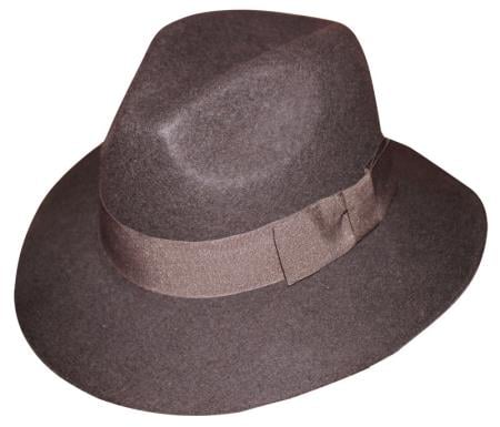 New Men's 100% Wool Fedora Trilby Mobster Mens Dress Hats Brown