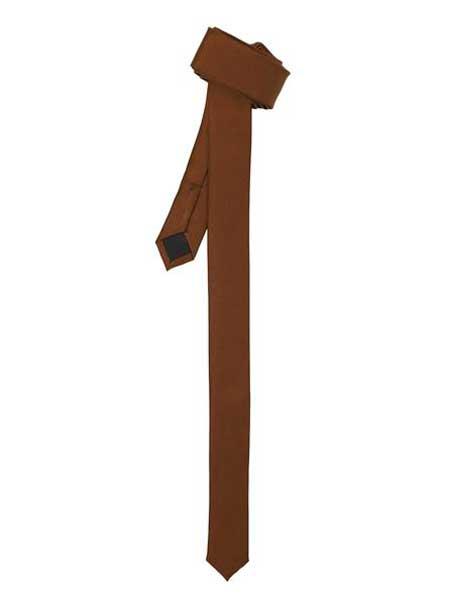 Modern Brown Super Skinny Fashionable Shiny Slim NeckTie-Men's Neck Ties - Mens Dress Tie - Trendy Mens Ties
