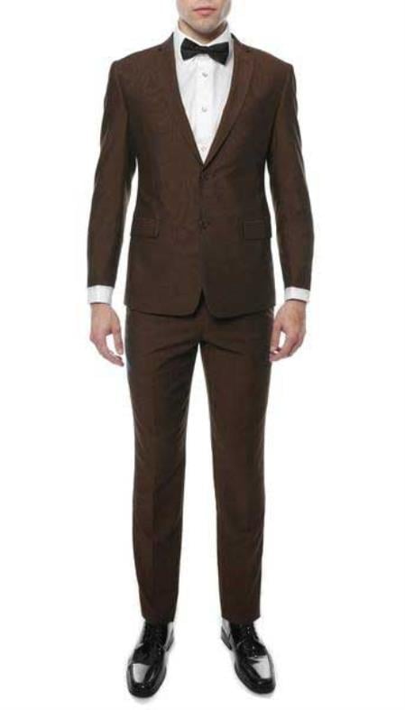 Brown Men's Classic Two Button Slim Fit Suit — Menssuitsatlanta