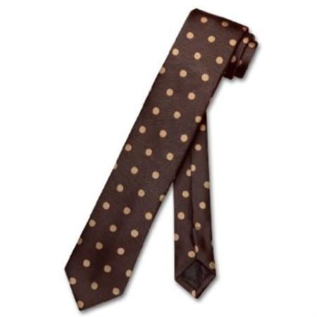 Skinny Chocolate Brown w/ Light Brown Polka Dots 2.5 Tie - Men's Neck Ties - Mens Dress Tie - Trendy Mens Ties