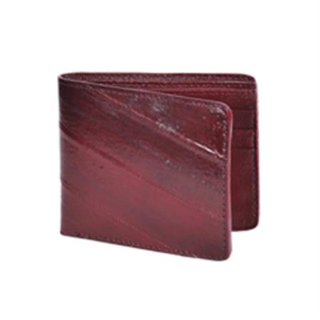 Men's Genuine Exotic Animal Skin Wallet ~ billetera ~ CARTERAS Burgundy ~ Maroon ~ Wine Color Genuine Stingray Rowstone Finish Card Holder Wallet main image 1