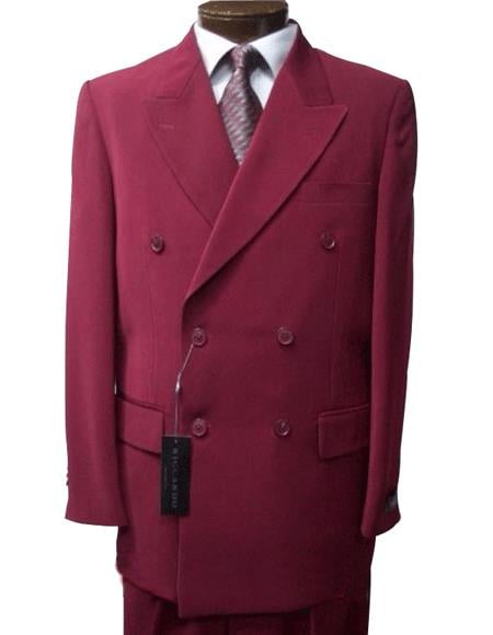 Burgundy ~ Maroon Suit ~ Wine Color Double Breasted Suits mensusa