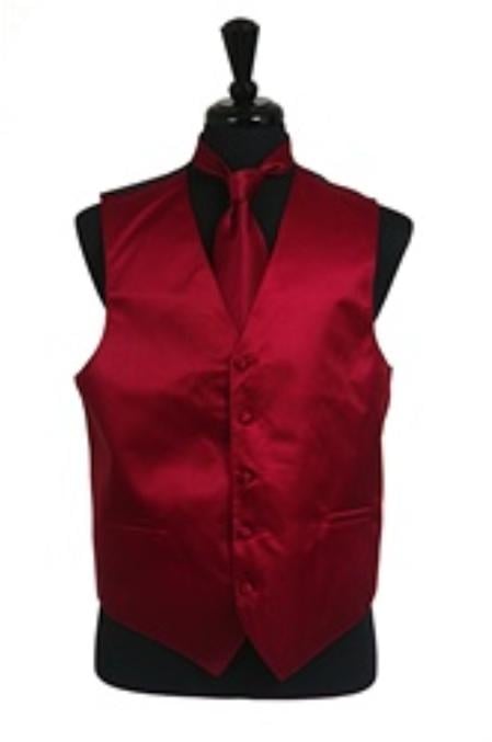 Burgundy ~ Maroon ~ Wine Color five button closure Waist coat - Men's Neck Ties - Mens Dress Tie - Trendy Mens Ties mensusa
