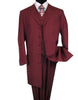 Burgundy ~Maroon Zoot Suit - Pimp Suit - Zuit Suit ~ Wine Color FASHION ZOOT 3 ~ Three Piece Suit 38'INCH LONG JACKET WITH COVERED BUTTON mensusa