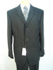 Buttons Super 120's Jet Black Pinstripe 1 Pleat Pants Available in 2 or 3 Buttons Style Regular Classic Cut - mensusa