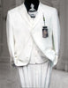 CLASSIC 3PC High Vested 3 BUTTON SOLID All White Suit For Men WITH Pleated PANTS EXTRA FINE mensusa