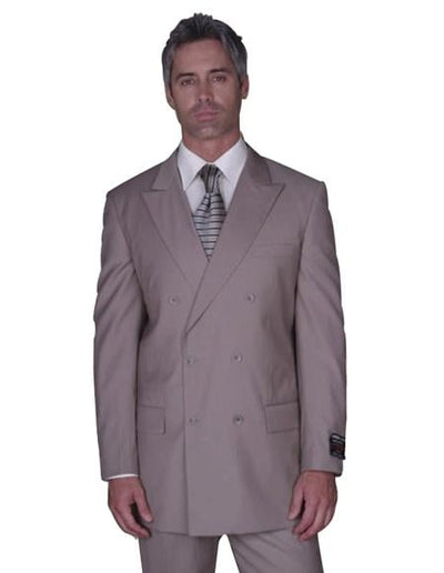 CLASSIC DOUBLE BREASTED SUITS SOLID COLOR Tan ~ Beige Men's SUIT mensusa