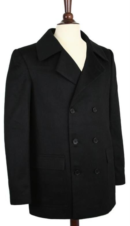 COAT08 Wool Designer Men's Wool Men's Peacoat Sale Wool Blend Double Breasted Men's Overcoat Broad Lapels Side Pocket in 3 Color mensusa