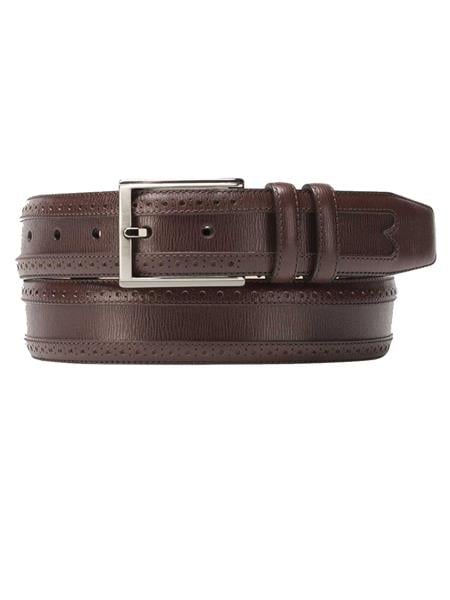 Mezlan Belts Brand Men's Genuine Ostrich / Calfskin Brown / Rugger Skin Belt main image 0