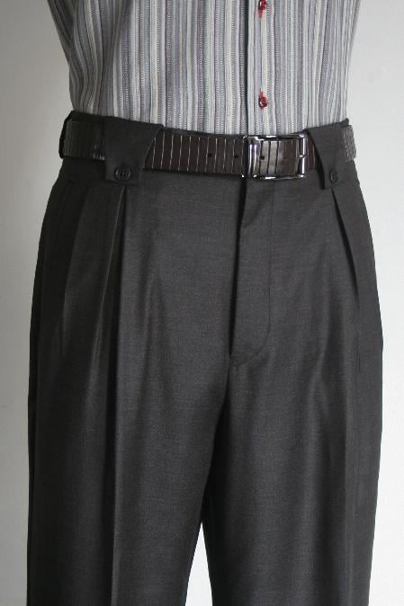 Men's Wide Leg Pants Charcoal unhemmed unfinished bottom