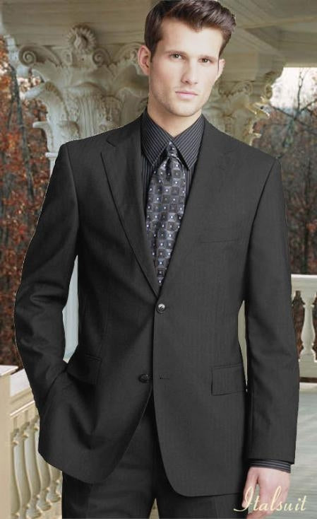 Charcoal 2 Button Super 150's 2pc Wool Suit with Hand Pick Stitch Suit main image 0