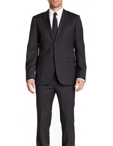 Men's Charcoal Gray Slim Fit 2 Buttons Stretch Pinstriped Suit