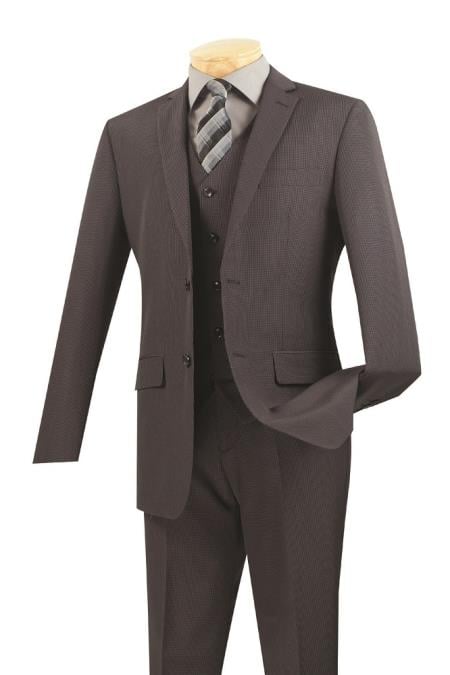 Men's Slim Fit Length Slim Fit Suit â€“ Charcoal - Three Piece Suit