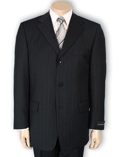 Cheap Priced Men's Dress Suit For Sale 2or3or4 Button Style normal Black Pinstripe Light Weight On Sale - mensusa