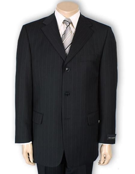 Cheap Priced Men's Dress Suit For Sale 2or3or4 Button Style normal Black Pinstripe Light Weight On Sale - mensusa