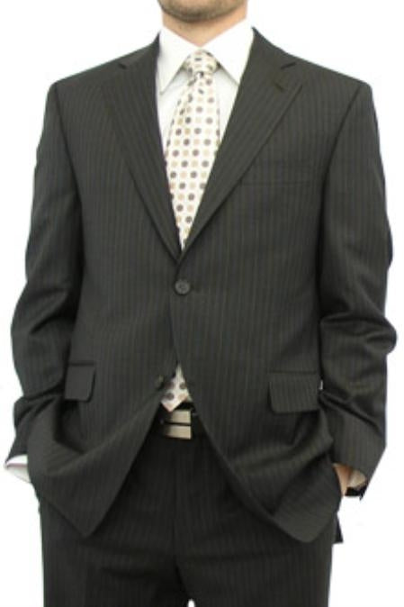 Groomsmen Suits Cheap Priced Men'S Dress Suit For Sale Jet Brown Pinstripe Light Weight 3 Or 4 Button Style On Sale