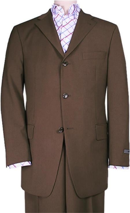 Chocolate Brown Solid Brown premier quality italian fabric Super 150's Wool Three buttons Suit - mensusa