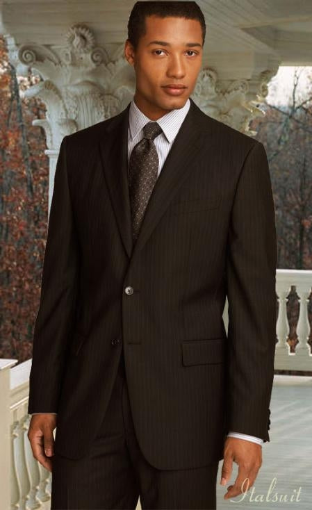 Men's Brown Pinstripe Design  2 Button Suit With Matching Vest main image 1