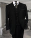 Classic 3PC 3 Button Solid Black Vested Men's Suit With Pleated Pants mensusa