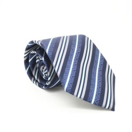 Slim Classic Blue Necktie with Matching Handkerchief - Tie Set- Men's Neck Ties - Mens Dress Tie - Trendy Mens Ties