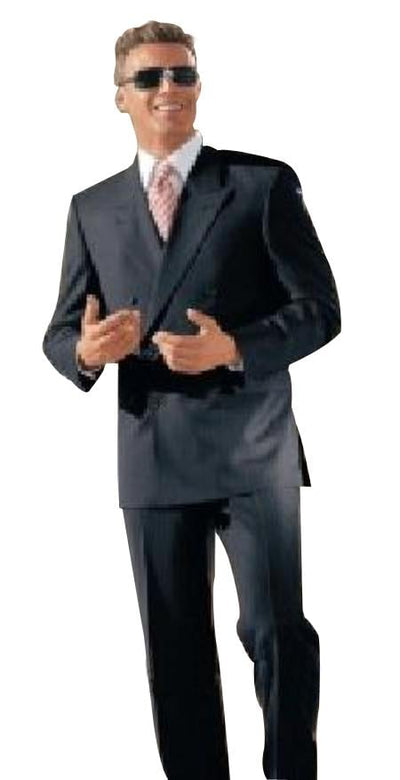 Classic fit Double Breasted Suit 100%rayon High Quality Zippered fly Charcoal Gray Suit - Color: Dark Grey Suit mensusa
