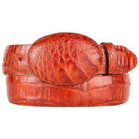 Men's Cognac Original Caiman Belly Skin Style Belt
