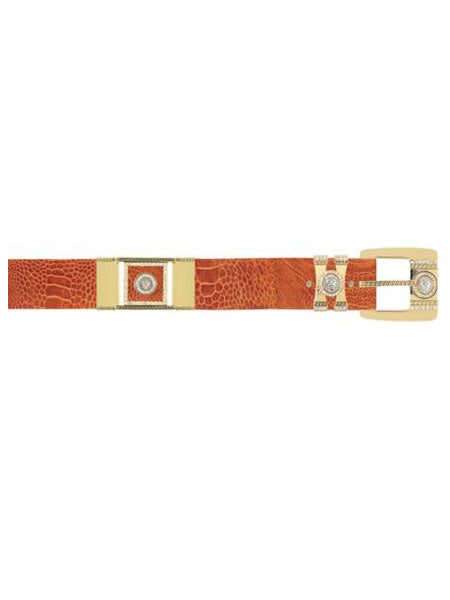 Los Altos Cognac Genuine Gold Plated Brackets Belt