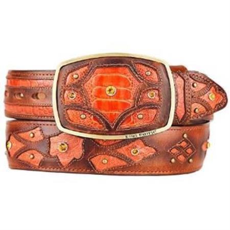 Men's Cognac Ostrich Leg Skin Fashion Belt