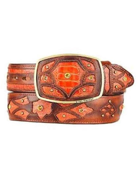 Original Cognac Ostrich Leg Skin Fashion Western Belt